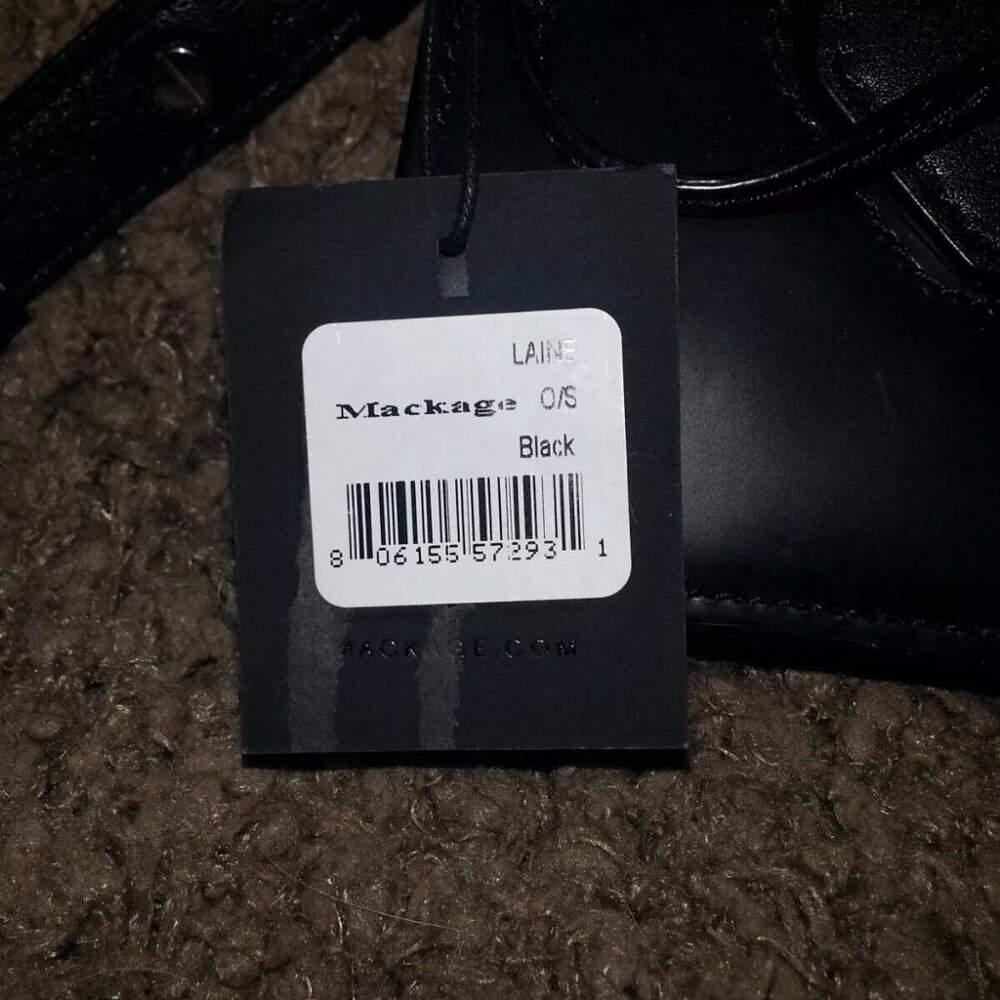 MACKAGE-LAINE-Medium-Smooth Black Leather Arrow Bag-Sold Out Everywhere-NWT - Picture 8 of 10